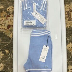 ALO Yoga Blue Tennis Polo and Shorts